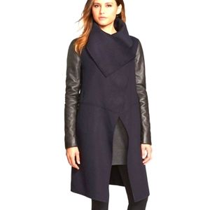 Mackage lambskin sleeved wool wrap coat